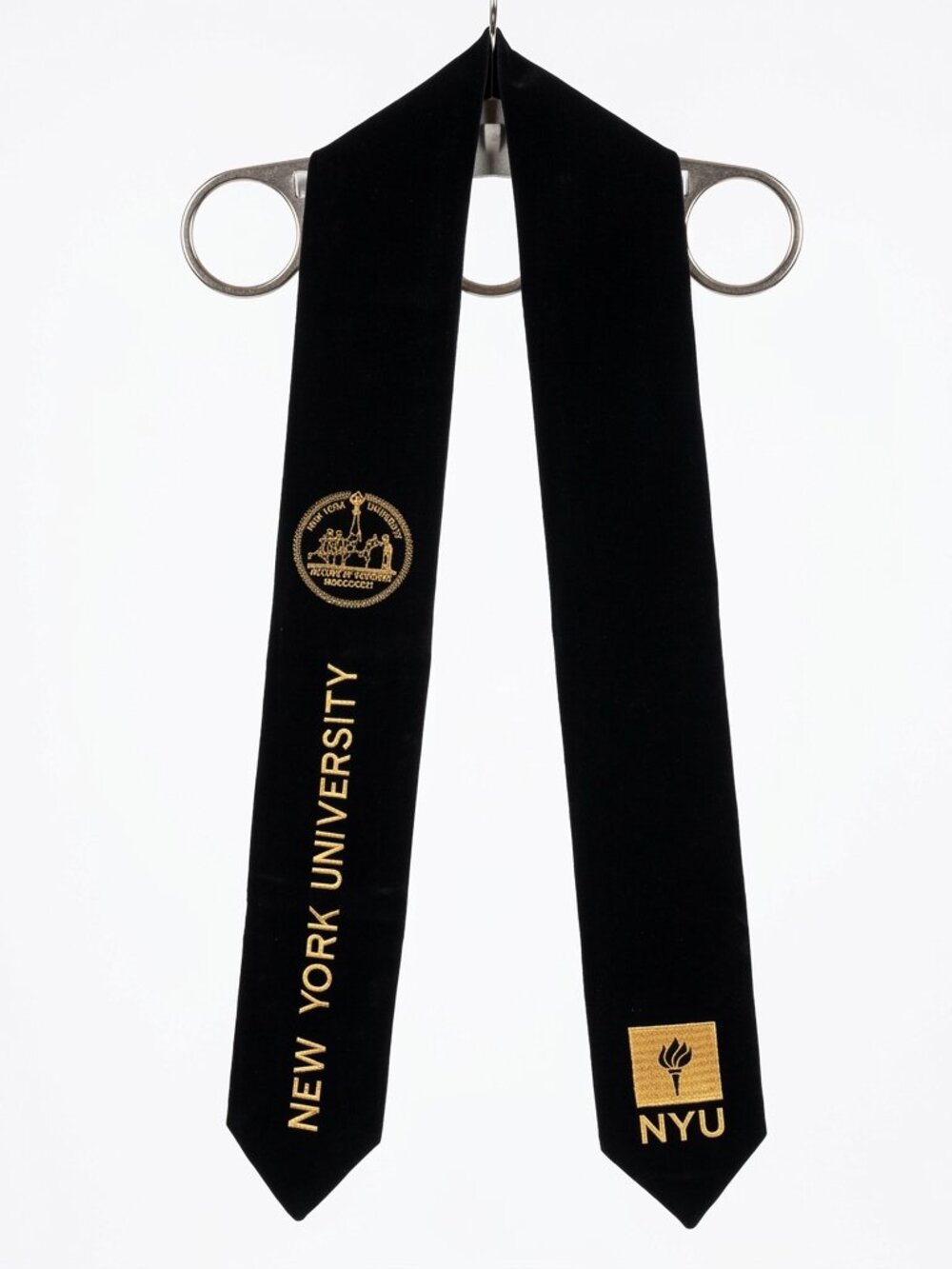 NYU - New York University Black & Gold Suede Graduation Stole / Sash Embroidery